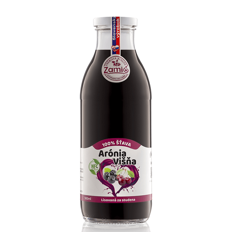 fľaša sklo 500ml objem na ovocné šťavy prírodnej 100% šťavy od Slovenkého producenta ovocných štiav ZAMIO a MOY