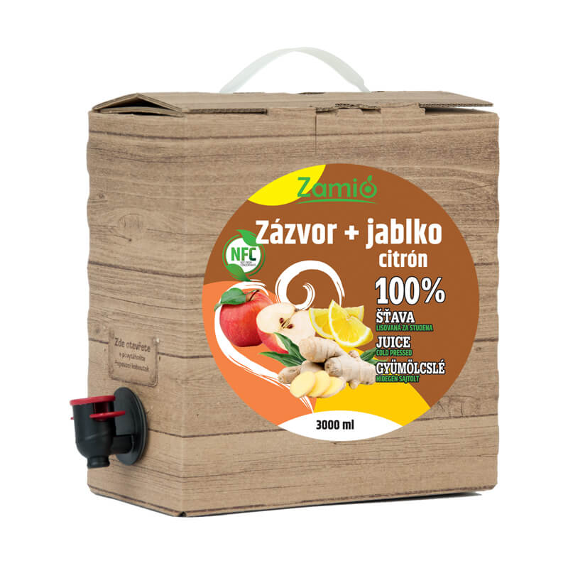 šťava zázvor v 3l prírodnej krabici s výpustnym ventilom