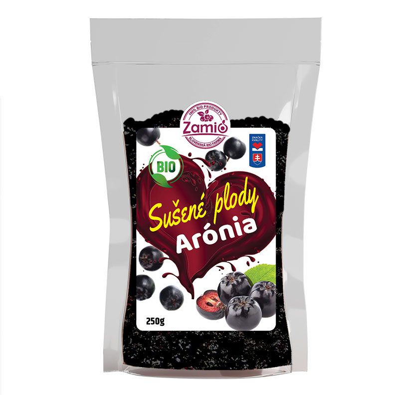 priesvitné potravinárske balenie Sušené plody Arónia BIO 250g klasik