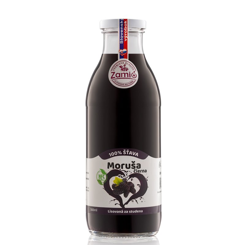 fľaša sklo 500ml objem na ovocné šťavy prírodnej 100% šťavy od Slovenkého producenta ovocných štiav ZAMIO a MOY