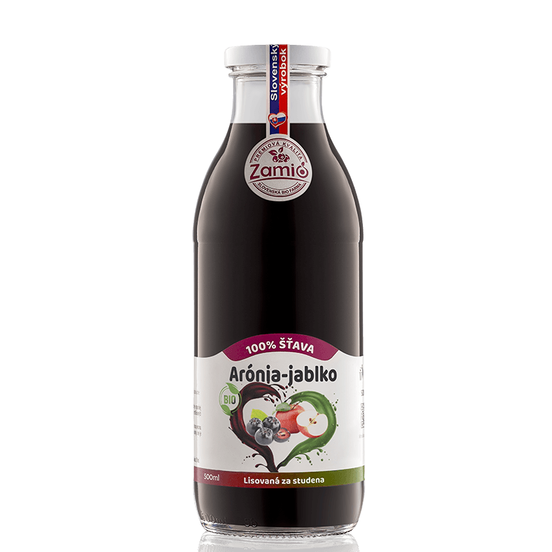 fľaša sklo 500ml objem na ovocné šťavy prírodnej 100% šťavy od Slovenkého producenta ovocných štiav ZAMIO a MOY