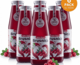 6ks fliaš v skle plné 100% ovocnej šťavy z 100% brusnic 700ml pack 6 ks