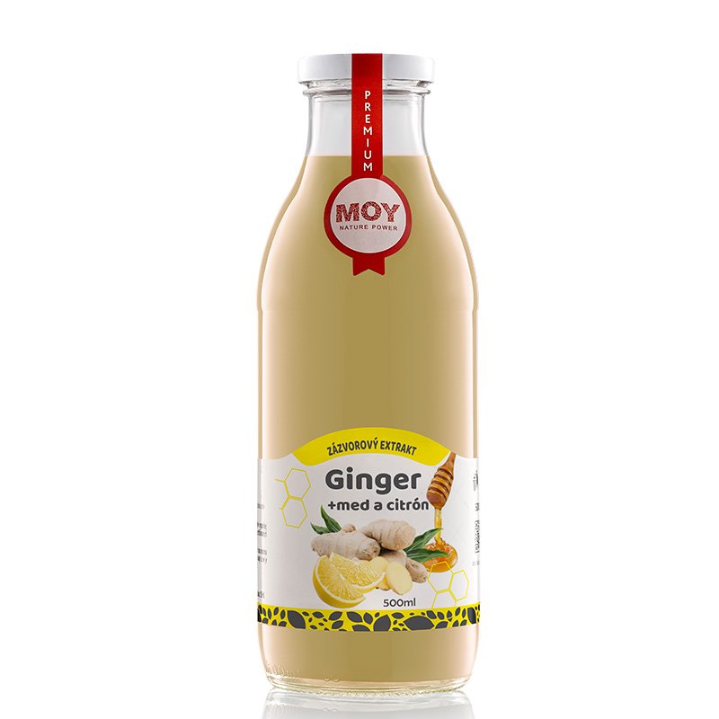 Ginger - ďumbier šťava fľaša sklo 500ml objem plná ovocné šťavy prírodnej 100% šťavy od Slovenkého producenta ovocných štiav ZAMIO a MOY