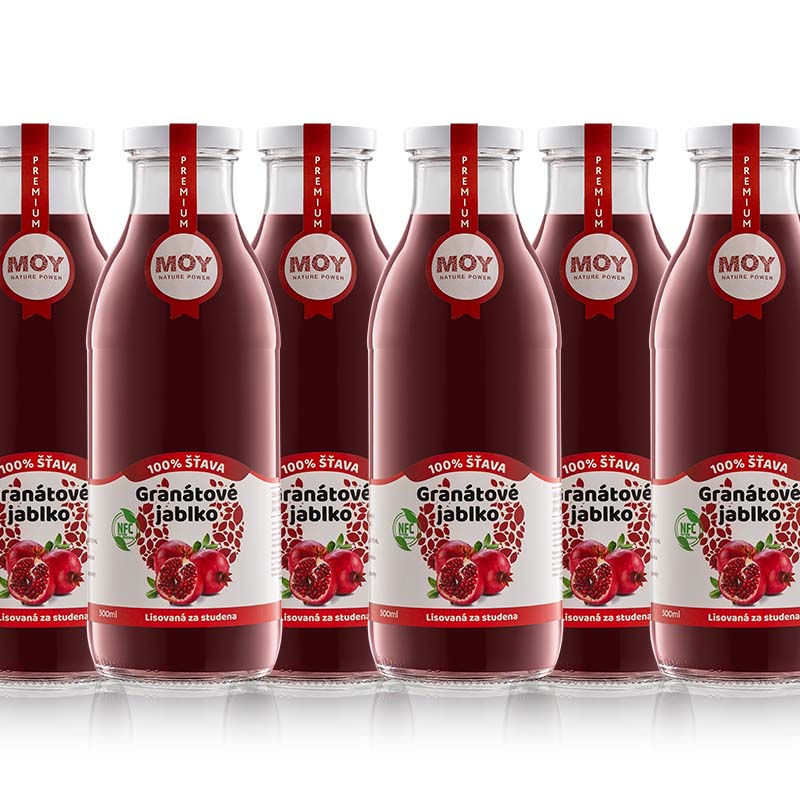 6ks fľaša sklo 500ml objem na ovocné šťavy prírodnej 100% šťavy od Slovenkého producenta ovocných štiav ZAMIO a MOY MOY 100% ovocná šťava