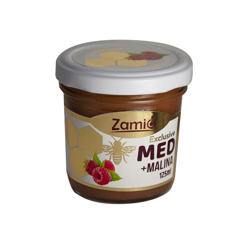 med malina v sklenenj fľaške 125ml