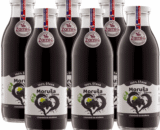 6 ks fliaš v skle šťava v tmavej farbe 100% moruša zamio pack flaše 6ks fľaša sklo 500ml objem plná ovocné šťavy prírodnej 100% šťavy od Slovenkého producenta ovocných štiav ZAMIO a MOY
