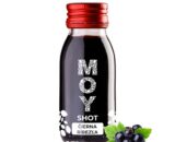 MOY Shot Čierna ríbezľa fľaša sklo SHOT 60ml objem plná ovocné šťavy prírodnej 100% šťavy od Slovenkého producenta ovocných štiav ZAMIO a MOY