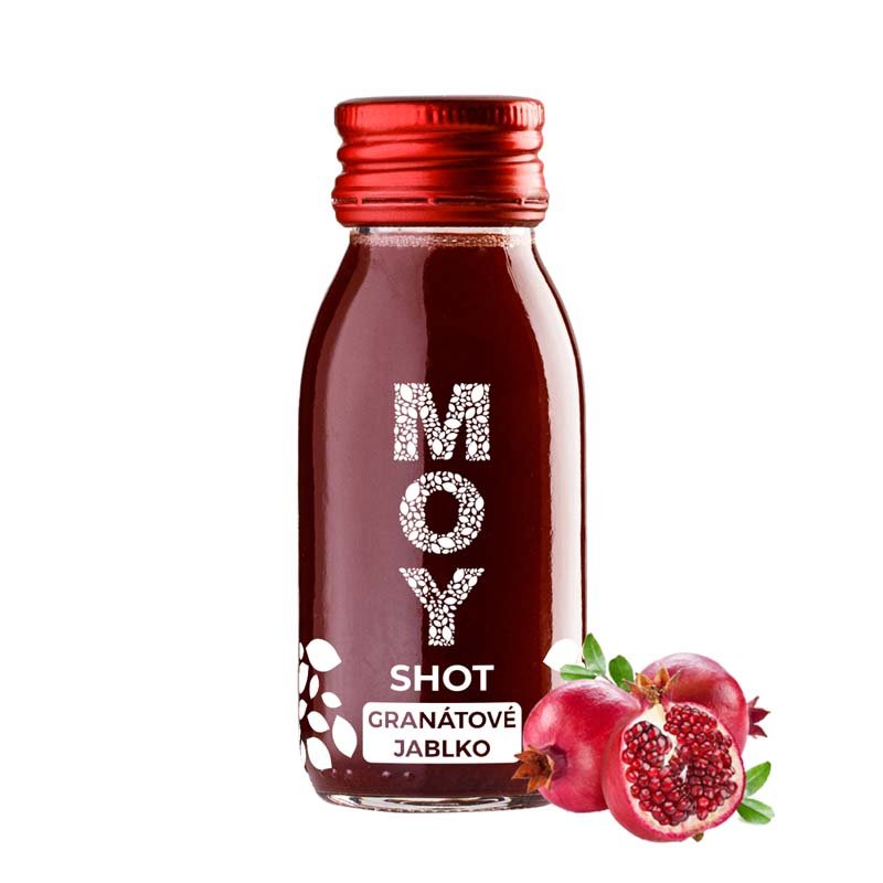 fľaša sklo SHOT 60ml objem plná ovocné šťavy prírodnej 100% šťavy od Slovenkého producenta ovocných štiav ZAMIO a MOY