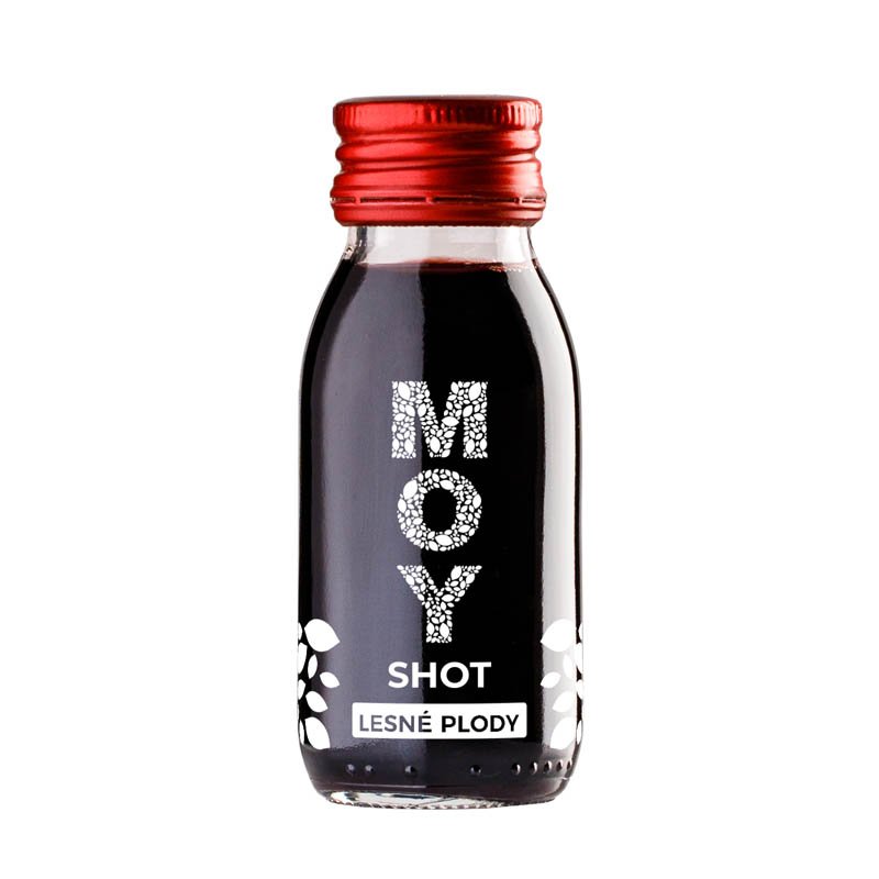 fľaša sklo SHOT 60ml objem plná ovocné šťavy prírodnej 100% šťavy od Slovenkého producenta ovocných štiav ZAMIO a MOY