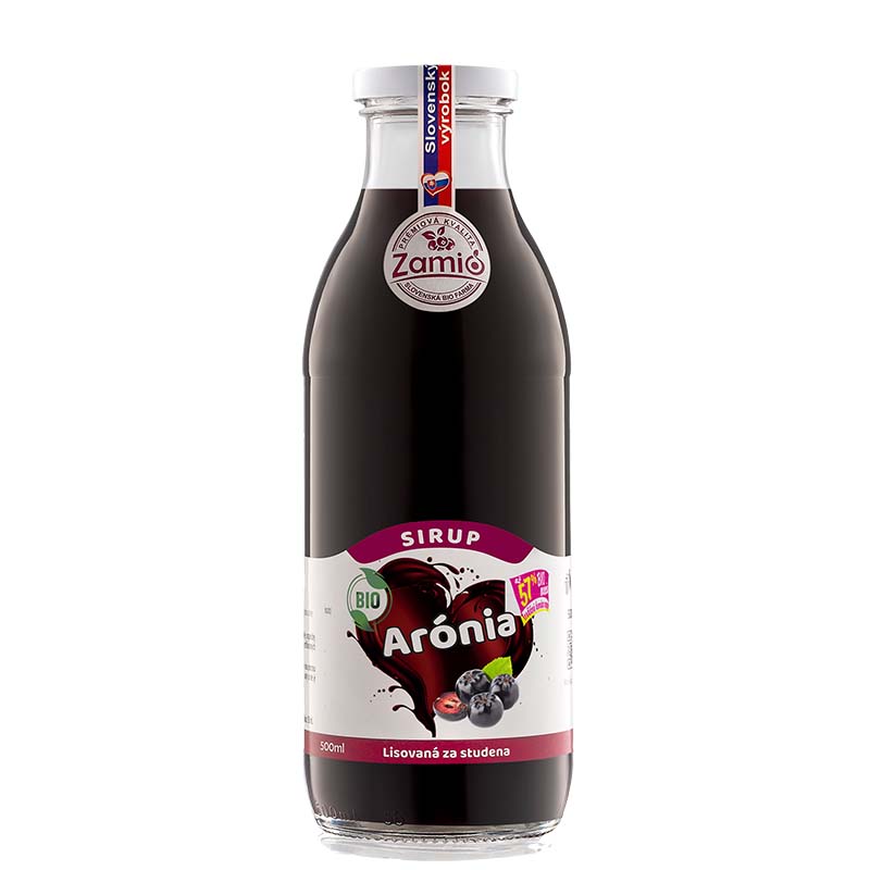 fľaša sklo 500ml objem na ovocné sirupy prírodnej 100% šťavy od Slovenkého producenta ovocných štiav ZAMIO a MOY