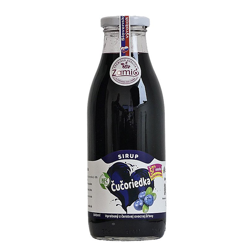 fľaša sklo 500ml objem plná ovocné šťavy prírodnej 100% šťavy od Slovenkého producenta ovocných štiav ZAMIO a MOY