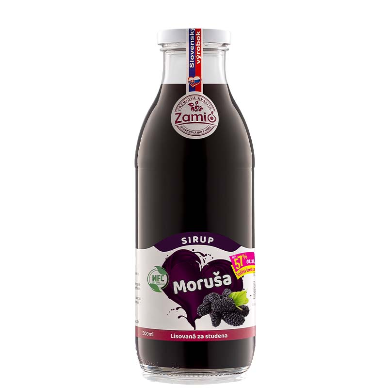 fľaša sklo 500ml objem na ovocné šťavy prírodnej 100% šťavy od Slovenkého producenta ovocných štiav ZAMIO a MOY