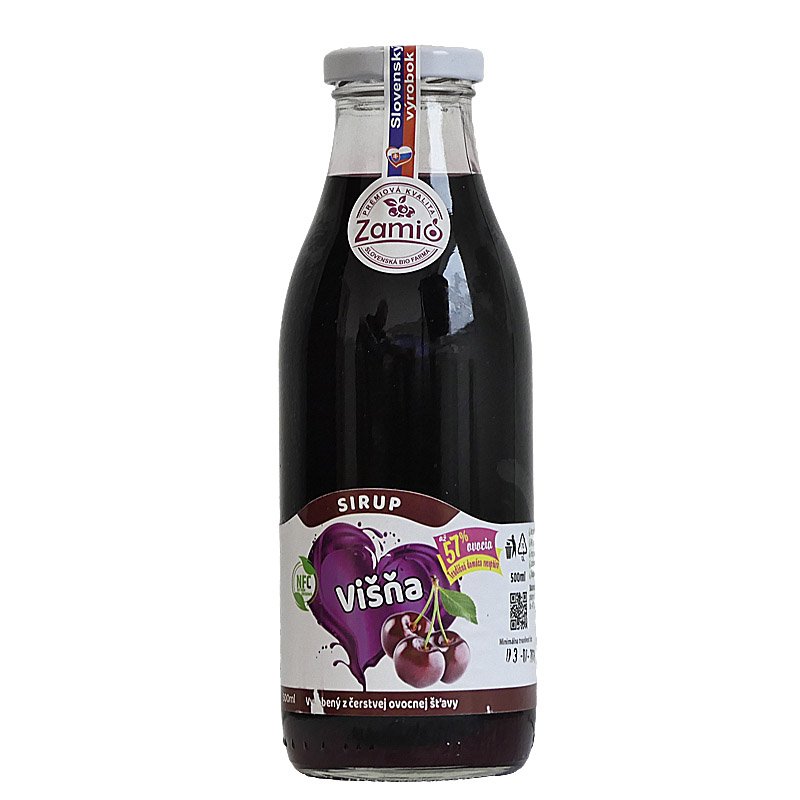 fľaša sklo 500ml objem plná ovocné šťavy prírodnej 100% šťavy od Slovenkého producenta ovocných štiav ZAMIO a MOY
