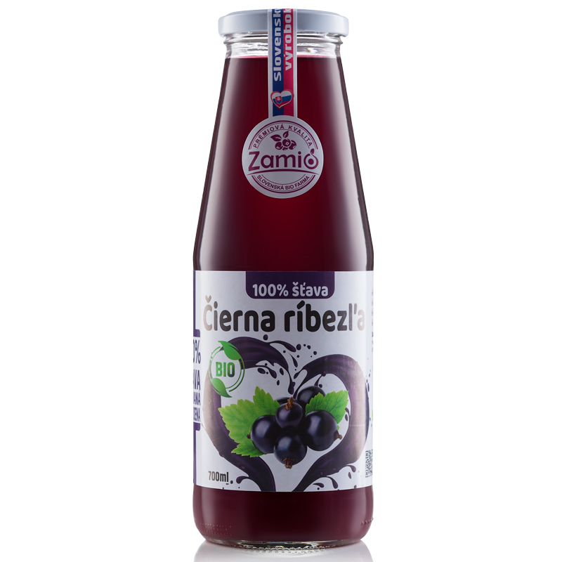 fľaša v skle 100% šťava z ríbezľa v skle tvamej farby 700ml balenie